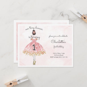 Tiny Dancer Rosa Ballet Dancer Inbjudningar