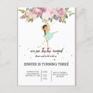 Tiny Dancer | Rosa blomsterbalett födelsedagsfest Vykort