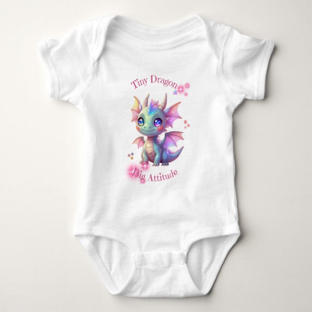 Tiny Dragon, Big Attitude – Cute Kawaii Dragon T Shirt (Framsida)