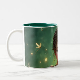 Tiny Dragon Keeper med Butterflies Två-Tonad Mugg