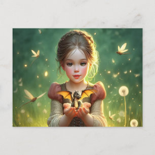 Tiny Dragon Keeper med Butterflies Vykort