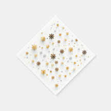 Tiny Golden Snö Ters: Jul Snowflake Napkins