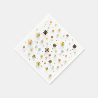 Tiny Golden Snö Ters: Jul Snowflake Napkins Pappersservett