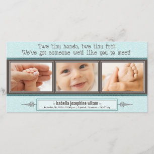 Tiny Händer, Tiny Feet Birth Notice (blått) Meddelande