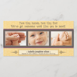Tiny Händer, Tiny Feet Birth Notice (gulten) Meddelande