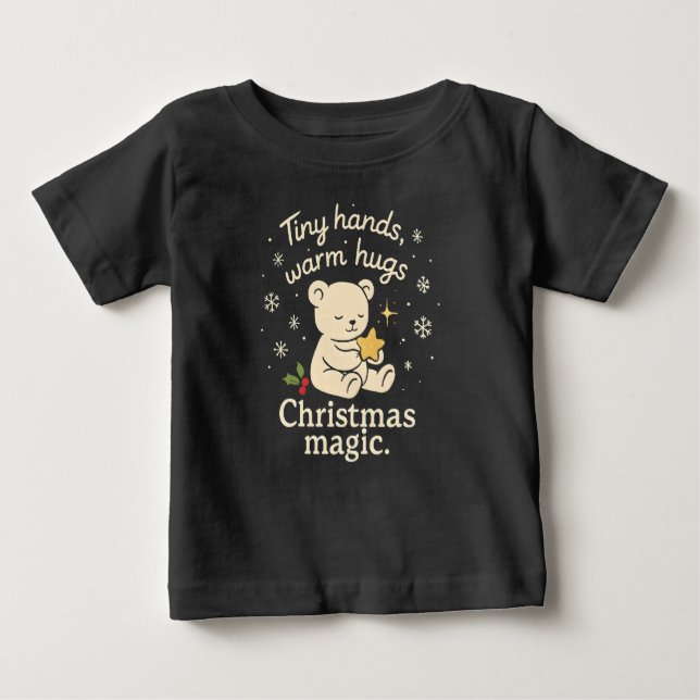 Tiny Hands, Warm Hugs, Christmas Magic Baby T-Shir T Shirt (Framsida)
