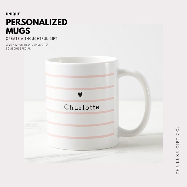 Tiny Heart Rand Monogram Coffee Tea Mugg (Skapare uppladdad)