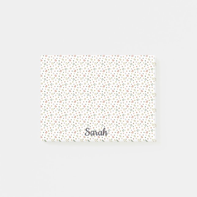 Tiny Hearts Add Namn Cute Office Gift Post-it Block (Framsida)