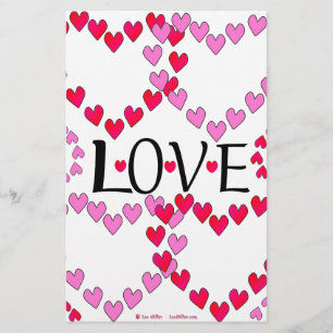 Tiny Hearts Rosa Red KÄRLEK Brevpapper