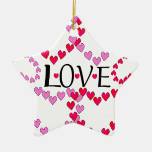 Tiny Hearts Rosa Red KÄRLEK Julgransprydnad Keramik