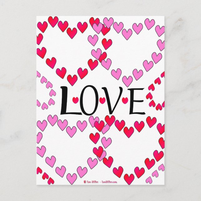 Tiny Hearts Rosa Red KÄRLEK Vykort (Framsida)
