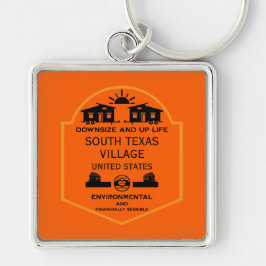 Tiny House Communities Editable Fyrkantig Silverfärgad Nyckelring