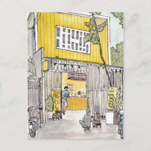 Tiny House D3 Saigon Vietnam Watercolor Vykort