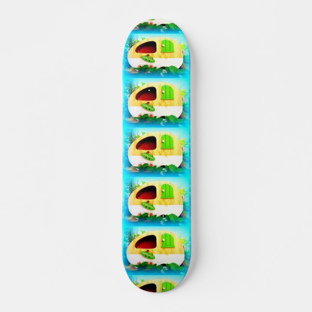 Tiny house gypsy caravan mini skateboard bräda 18,5 cm (Framsida)