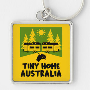 Tiny House Home Australien Fyrkantig Silverfärgad Nyckelring