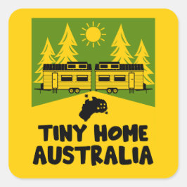 Tiny House Home Australien Fyrkantigt Klistermärke