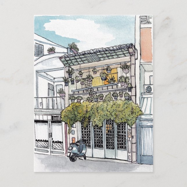 Tiny House Saigon Vietnam Illustration Vykort (Framsida)