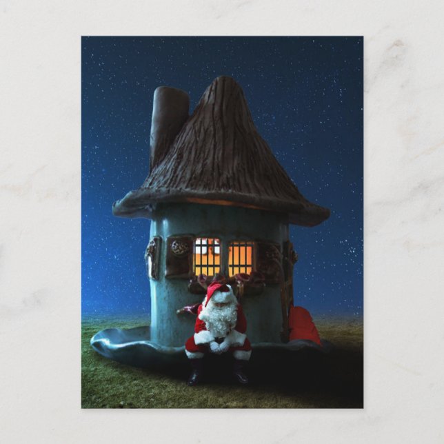 TINY HOUSE SANTA FANTASY POSTCARD VYKORT (Framsida)