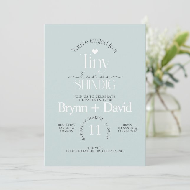 TINY Human Baby Shower, Baby Shower, Modern, Invi Inbjudningar (Stående Fram)