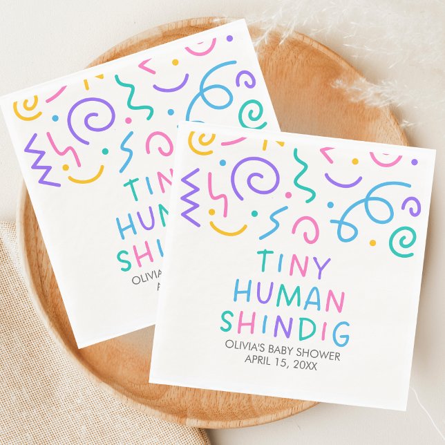 Tiny Human Shindig Baby Shower Pappersservett (Retro Tiny Human Shindig Baby Shower Napkin)