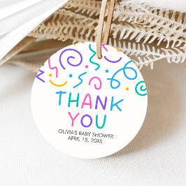 Tiny Human Shindig Baby Shower Round Gåvor Etiketter