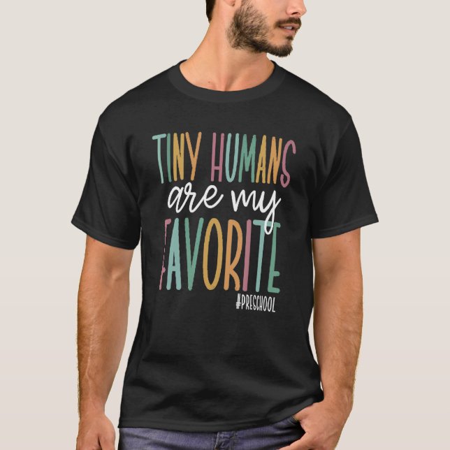 Tiny Humans Are My Favorite Preschool Christmas 20 T Shirt (Framsida)