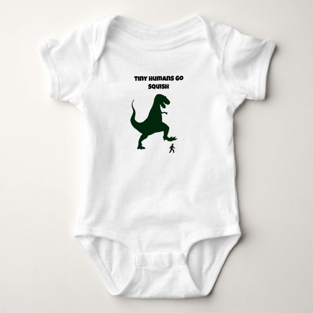 Tiny Humans Go Squish Funny Dinosaur Tecknad T Shirt (Framsida)