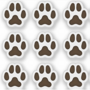 Tiny Hund Tass avtryck Mörk Brown Pet Stickers Klistermärken