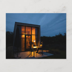 TINY HUS CABIN NATT TID POSTCARDS VYKORT
