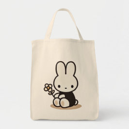 Tiny latte bunny with flower tygkasse