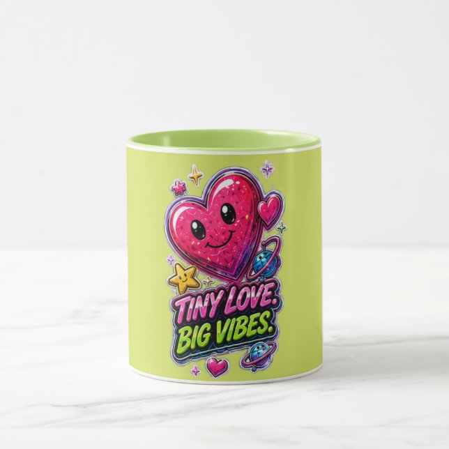 Tiny Love Big Vibes 💖 Söt Estetik  Mugg (Center)