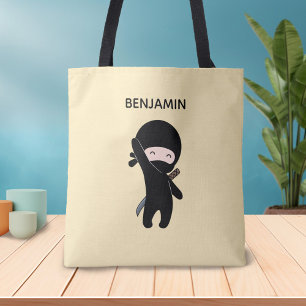 Tiny Lycklig Ninja Custom Name på Gult Tygkasse