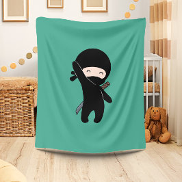 Tiny Lycklig Ninja på Mörk grönt Fleecefilt