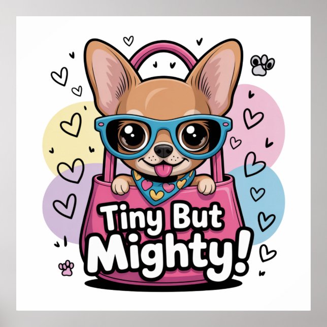 Tiny men mäktig Chihuahua   Affischer & Tryck (Framsidan)
