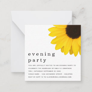 TINY MINI STORLEK Solros Newlyed Evening Party Anteckningskort