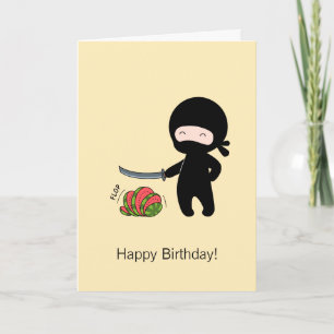 Tiny Ninja Cining Watermelon Gult Birthday Kort