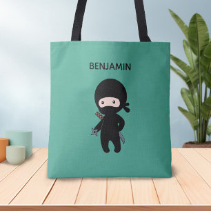 Tiny Ninja Custom Name på Mörk grönt Tygkasse