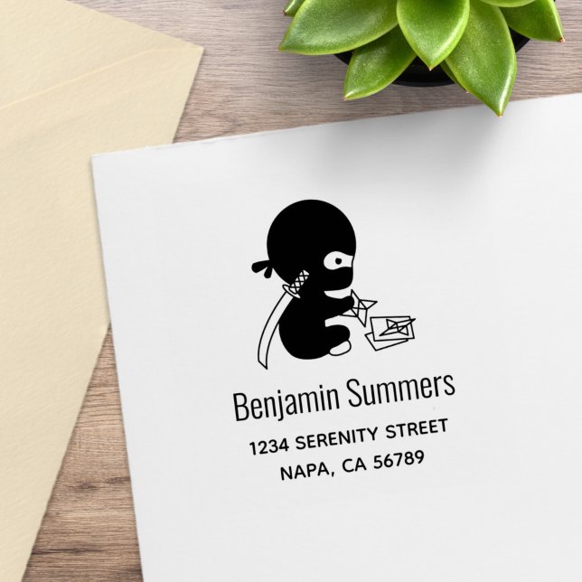 Tiny Ninja Folding Origami Star Address Stämpel (Skapare uppladdad)