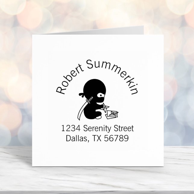 Tiny Ninja Folding Origami Star Adress 3 Självfärgande Stämpel (Skapare uppladdad)