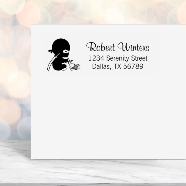 Tiny Ninja Folding Origami Star Adress Självfärgande Stämpel (Skapare uppladdad)