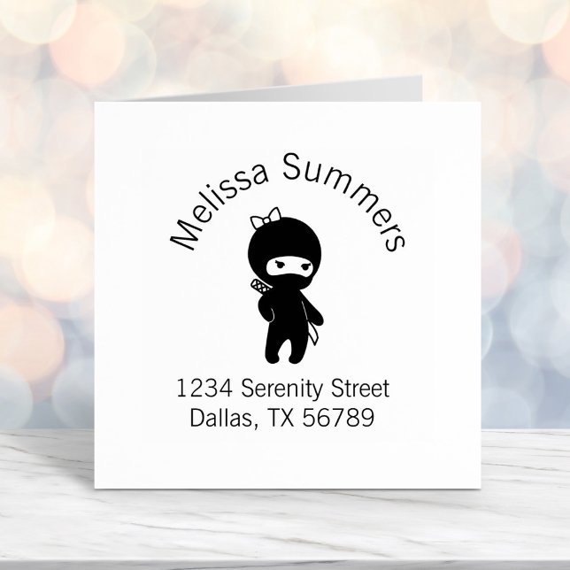 Tiny Ninja Girl Adress Självfärgande Stämpel (Skapare uppladdad)