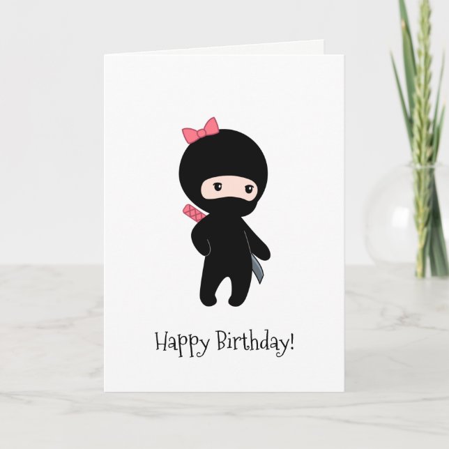 Tiny Ninja Girl Birthday Kort (Framsida)