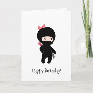 Tiny Ninja Girl Birthday Kort