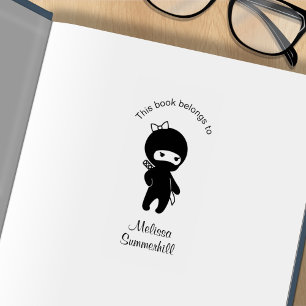 Tiny Ninja Girl Bookplate Stämpel