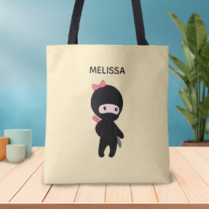 Tiny Ninja Girl Custom Name på Gulten Tygkasse