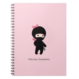 Tiny Ninja Girl Custom Name på Rosa Anteckningsbok