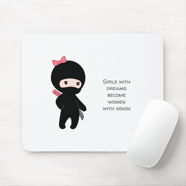 Tiny Ninja Girl Inspirational Quote Musmatta (Med mus)