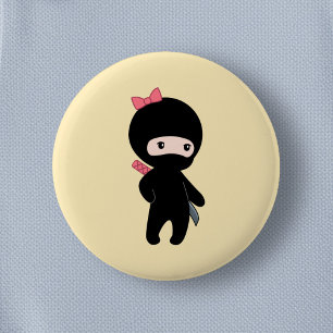 Tiny Ninja Girl på Gult Knapp