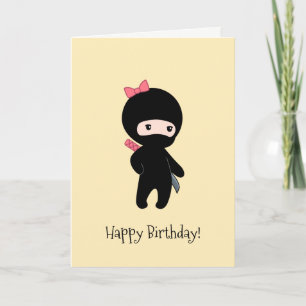 Tiny Ninja Girl på Gultens födelsedag Kort