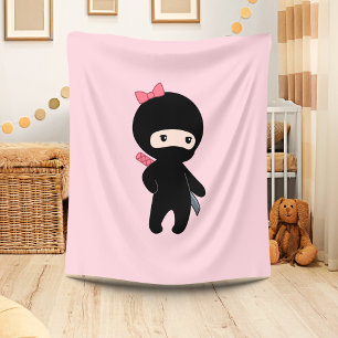 Tiny Ninja Girl på Rosa Fleecefilt